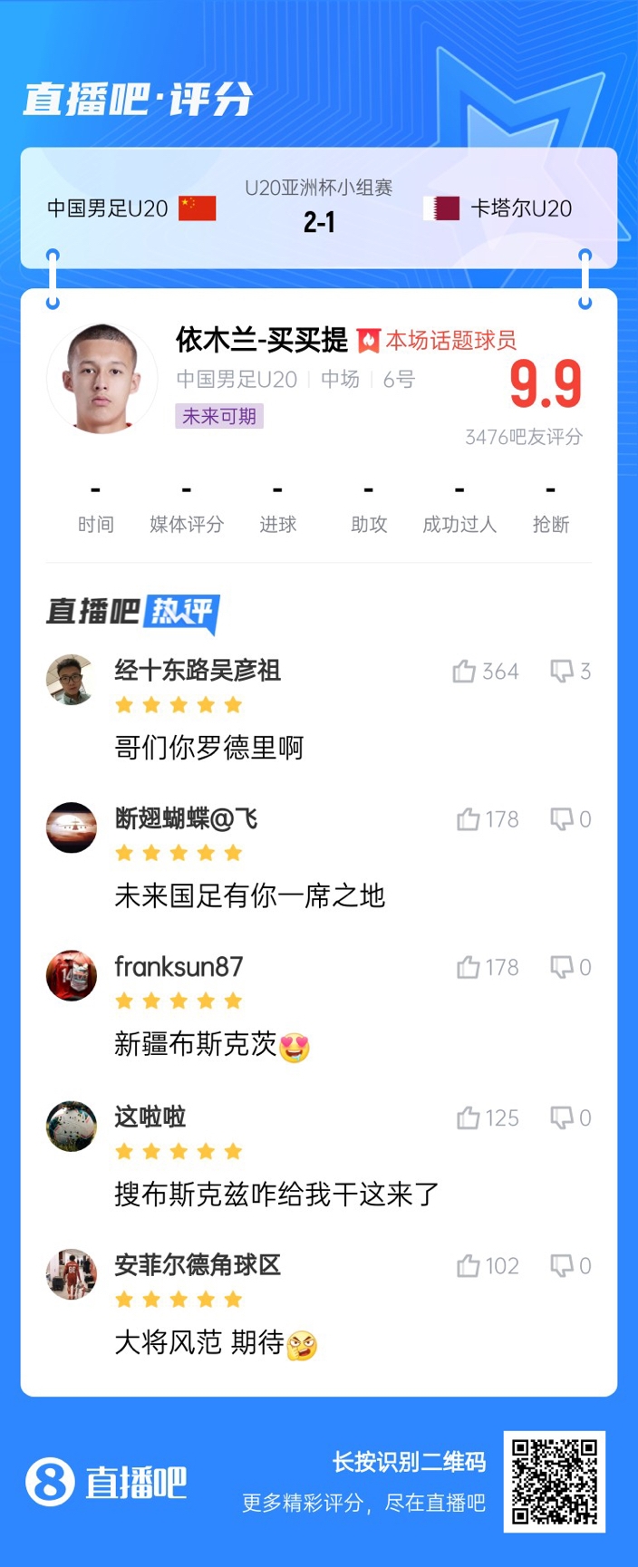  依木蘭+陳澤仕泰山中場連線！19歲依木蘭獲封：新疆布斯克茨！