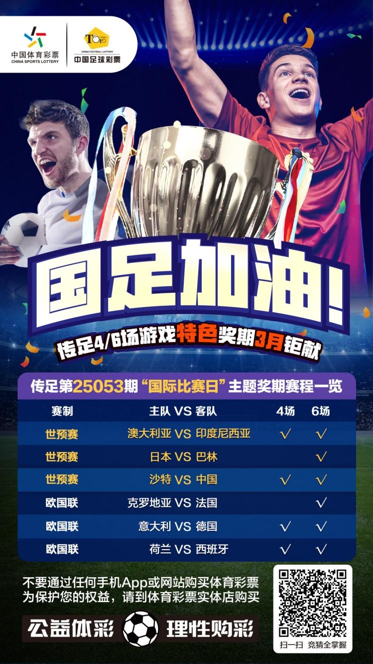  國(guó)足加油！傳足特色獎(jiǎng)期第25053期聚焦國(guó)際比賽日