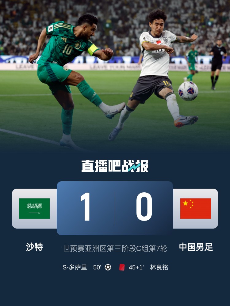  1-0小勝國(guó)足終結(jié)沙特在18強(qiáng)賽191天的進(jìn)球荒，上次進(jìn)球也是戰(zhàn)國(guó)足