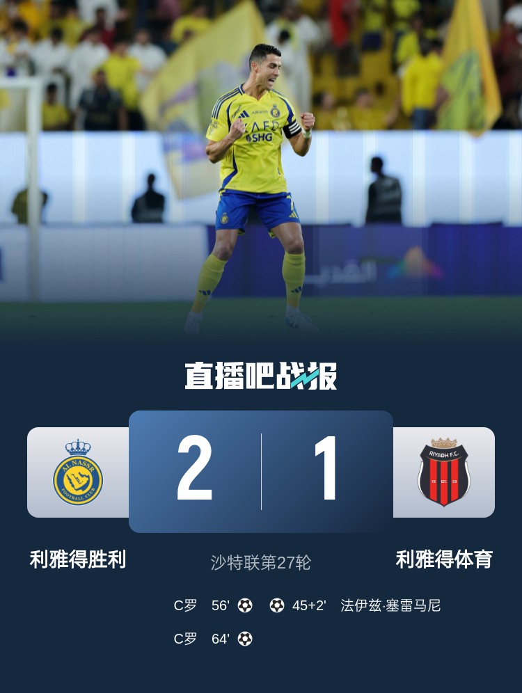  利雅得勝利達(dá)成沙特職業(yè)聯(lián)賽900球里程碑，僅少于新月